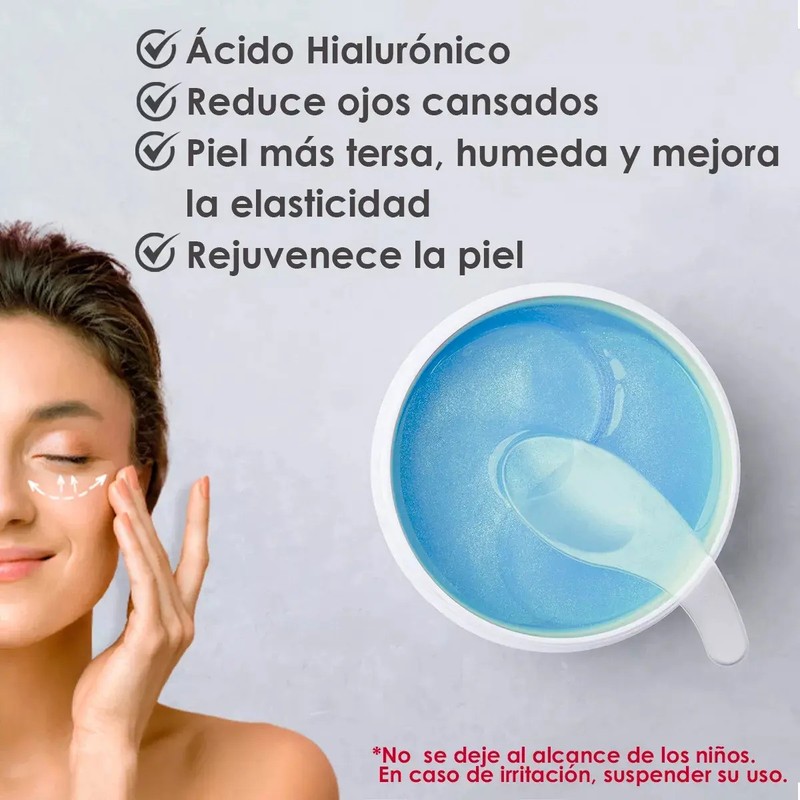 Parches Anti-ojeras Con Ácido Hialurónico Hidrogel 60 Piezas