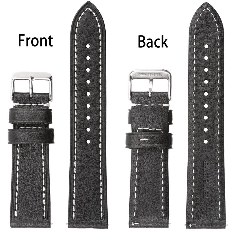 Berfine 20 mm Soft Vegetable Tanned Cowhide Leather Watch Strap,