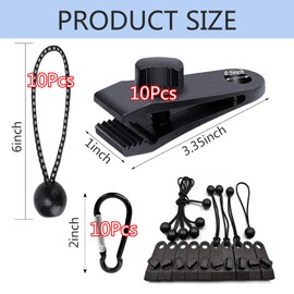 30-Pack Heavy Duty Lock Grip Tarp Clips with Adjustable Screw | Shark Teeth Design, Bungee Cords & Carabiners | Secure Cover for Camping, Pool Covers, Awnings, Canopies (PA Material, 0.25" Thickness)