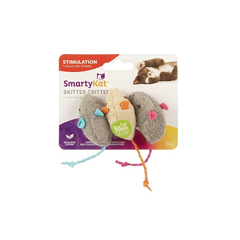 SmartyKat Skitter Critters Cat Toy Catnip Mice, 3/pkg …