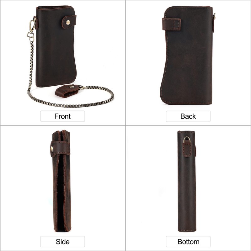 JOYIR Vintage Genuine Leather Biker Wallets for Men with Chain,RFID