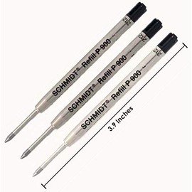 3 Pack UZI Tactical Pen Black Medium Point Ballpoint Pen Refills by Schmidt