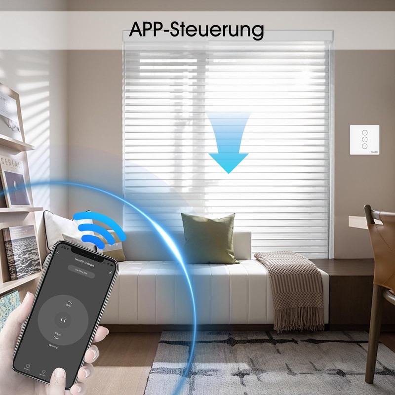 HEUXGIR WiFi Blind Switch, 86 mm Smart Roller Shutter Switch