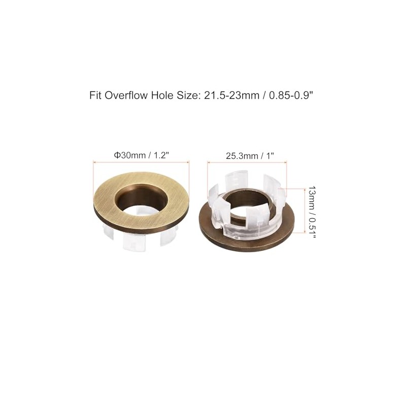 uxcell Sink Trim Overflow Cover, 2Pcs Sink Overflow Rings Bathroom