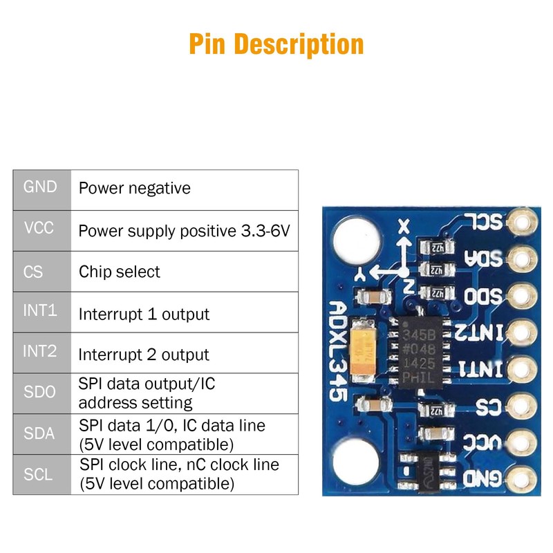 ADXL345 Module 3 Pieces Accelerometer 3-Axis Accelerometer GY-291 Digital Gravity