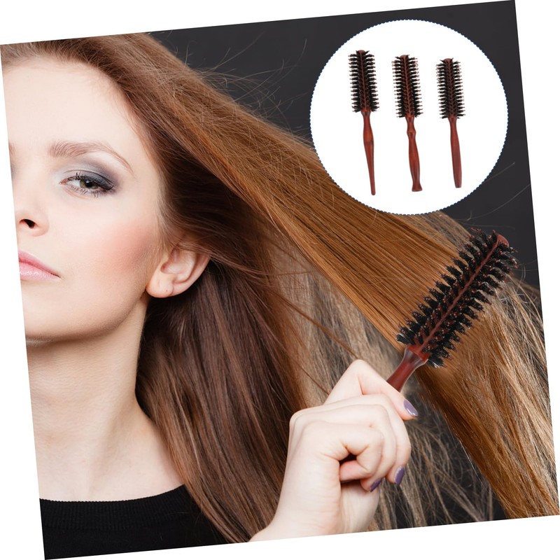 IWOWHERO 3Pcs Handle Bristle Hairbrush Detangling Round Hair Brush for