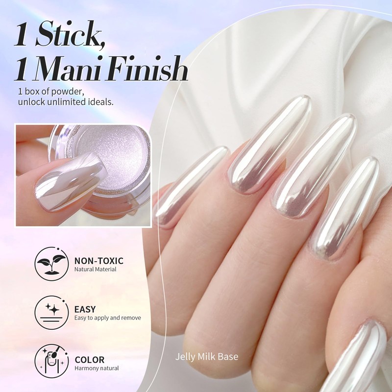 Born Pretty Silver Chrome Nail Powder Super Glossy Mirror Effect