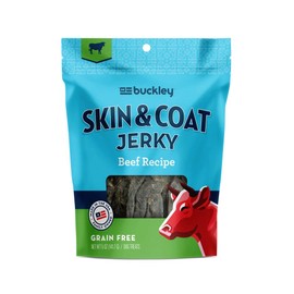 Buckley Dog Jerky Treats - All-Natural Glucosomine, Whole Food Nutrition - Skin + Coat, Hip and Joint Support - Salmon, Beef and Chicken