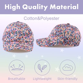 Zsedrut Girls Baseball Cap Kids Cute Sun Hat Adjustable Trucker Hats Toddler Unicorn Ponytail Caps Spring Summer (3-8Y, Dark Floral)