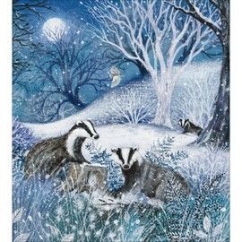 Charity Christmas Cards Pack of 5 - Age UK, Marie Curie, BHF, Mind - Artistic Festive Design - Badgers in the Snow - Made in the UK - Eco Friendly