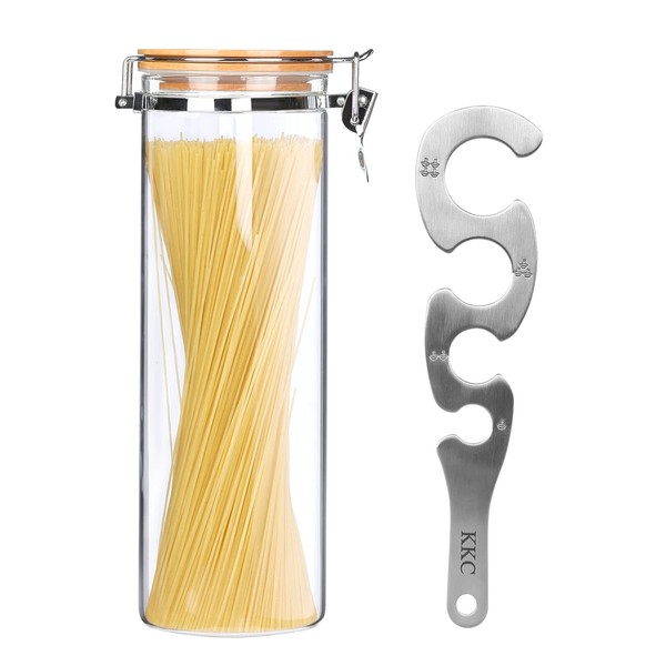 KKC HOME ACCENTS Glass Pasta Storage Container with Measuring Tool,Glass