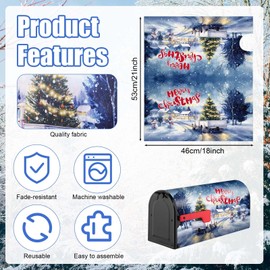Gosknor Magnetic Mailbox Cover for Christmas, 53 x 46 cm, Standard Size, Waterproof Mailbox Cover with Christmas Motif, Merry Christmas for Letterbox Decoration in the Garden (Style 3)