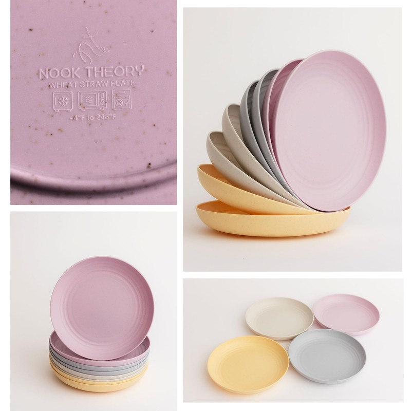 Nook Theory Reusable Wheat Straw Plates 8 Pcs - Non