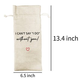 DOI-LANEE Wine Bag, Gift for Bridesmaid Honor Proposal Present, Wedding Party Decorations (DL036, 13.5x5.5 Inches, Cotton Linen)
