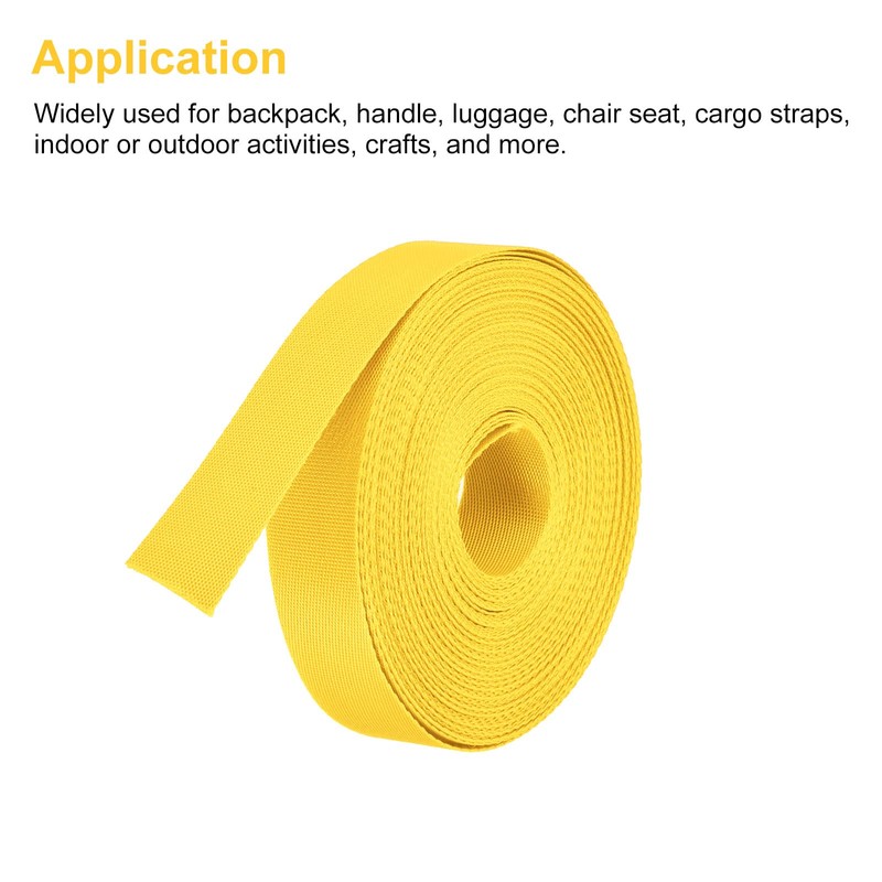 Flat Nylon Webbing Strap 1 Inch 15 Yards Yellow for