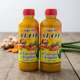 Jugo De Aloe Con Cúrcuma Y Jengibre Orgánico 1l (2pzas)