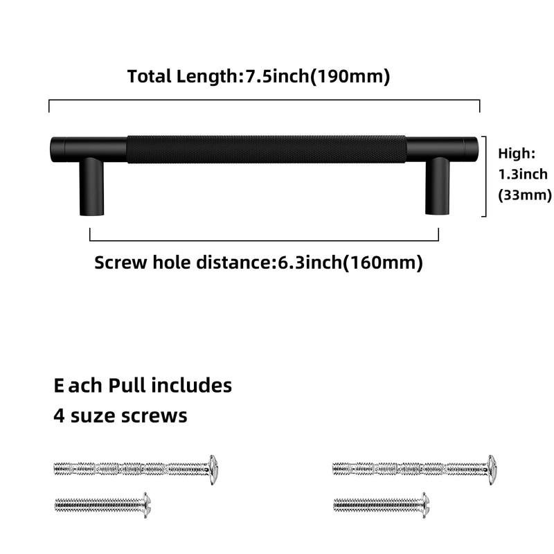 damerin 10 Pack 160 mm Matte Black Kitchen Cabinet Handles