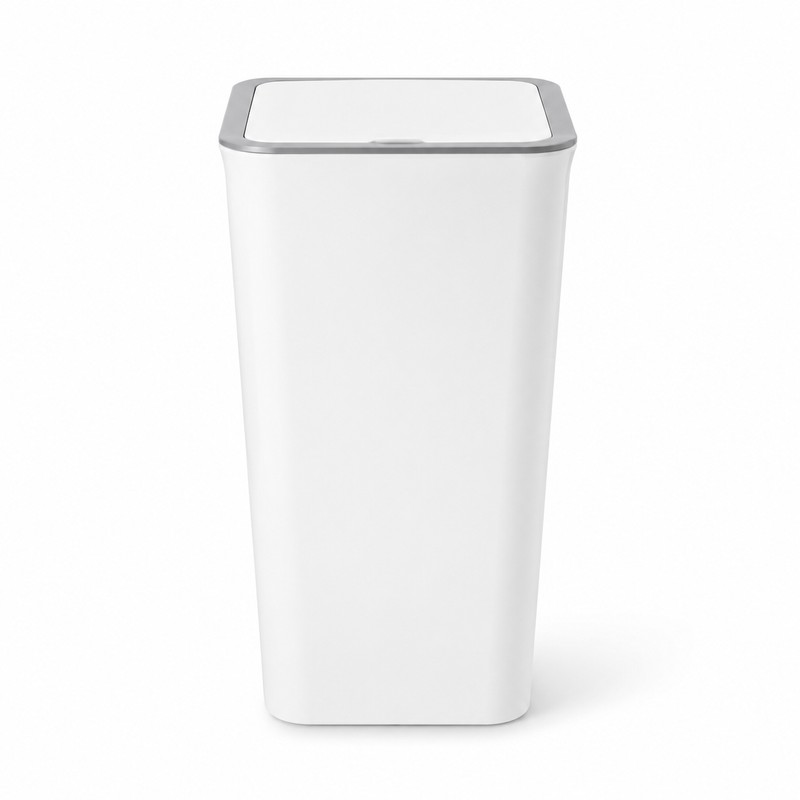 Press-Type Plastic Trash Can with Lid, 10L/15L Slim Rectangular Waste