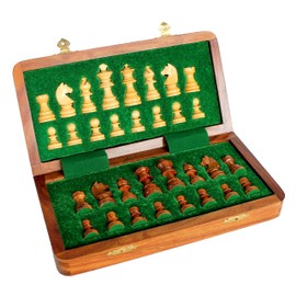 StonKraft Wooden Chess Board Game Set with Wooden Magnetic Chess Pieces (12" X 12" Inches)
