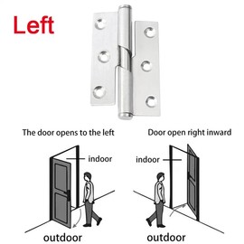 2Pair of Heavy Duty Stainless Steel Door Hinges 3 Inch (75mm) - Lift-Off Rising Butt Hinge for Internal/External Wood Doors - Small Hinges for Wood, Stainless Steel Hinge (3 Inch Left Handed)