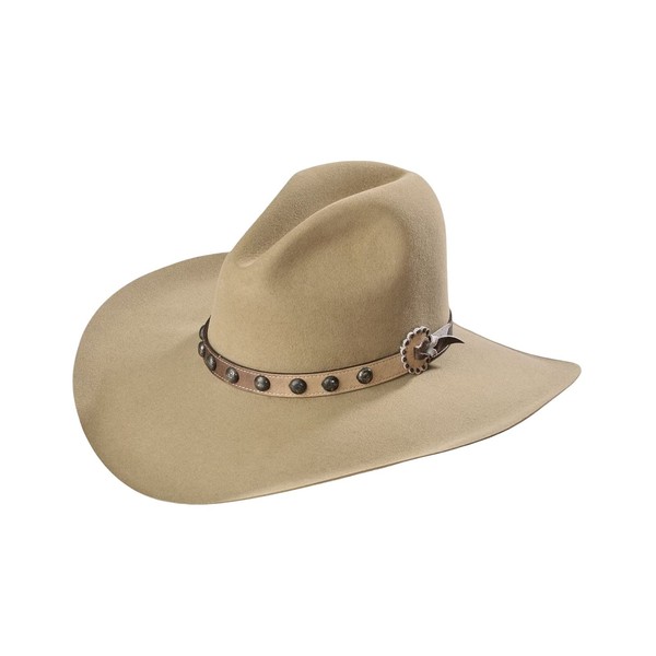 4X Buffalo Felt Cowboy Hat with Leather Studs and Feather