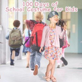 Kitimi Girls' Pink Old Lady Costume, 100 Days of School Fabric, Multiple Accessories, Party