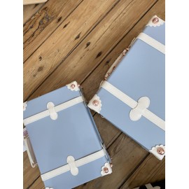 DAISY FIELDS Baby boy keepsake trunk. Azul & Marine Blue Collection. Keepsake suitcase. Designed in Spain (Azul, Petite)