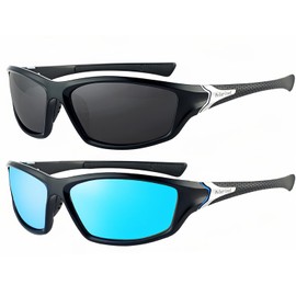 Polarized Sunglasses for Men Women HD Pilot Lense Light Frame Sports Sun Glasses Ultra Light Unbreakable Frame 100% UV400 Protection Retro Dark Shades for Golf Driving Fishing Travel Eyewear (2 Pack)