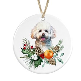 Bichon Frise Ceramic Ornament, Christmas Tree Bauble Decoration (No text)