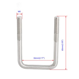 Aoje-Link Square U Bolt 2.17"(55mm) Inner Width M8 Thread 304 Stainless Steel Silver with Plates Nuts Flat Washers, 2Pcs
