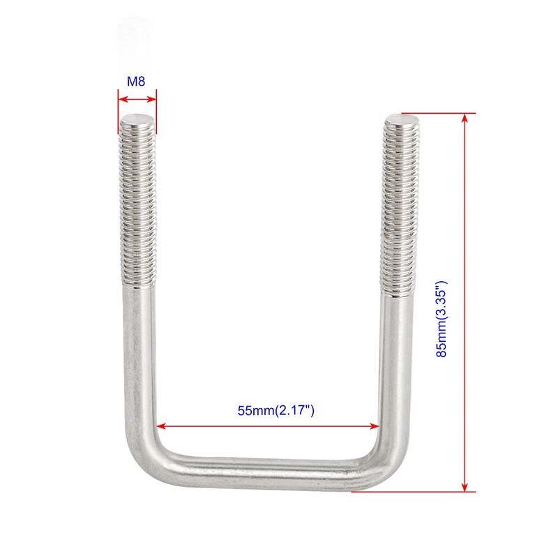 Aoje-Link Square U Bolt 2.17"(55mm) Inner Width M8 Thread 304