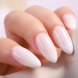 FANNEST Rubber Base Gel Nail Polish Milky White and Pink Set 2Pcs*15ml,6 in 1 Builder Gel in a Bottle,UV LED Soak Off Nail Strengthener/Extension Gel Polish.