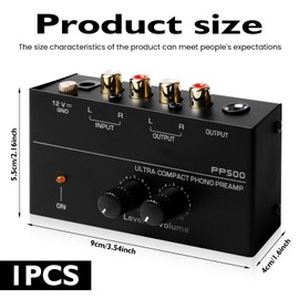 WIYETY Phono Preamp Turntable PP500 Phono Preamp, Electronic Audio Stereo Phonograph Preamp with RCA Input & Output