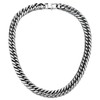 COOLSTEELANDBEYOND Steel Silver Black Curb Chain Necklace, Miami Cuban Chain