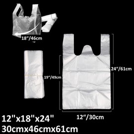 Lianpak FlexTech white clear Vest Carrier Bags (100, 12"x18"x24")