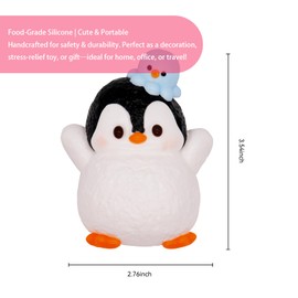 Taba Squishy Toy - Cute Animals Super Slow-Rising Sensory Fidget, Food-Grade Silicone Stress Relief Ball for Anxiety & Focus, Office Travel Classroom (Black Penguin)