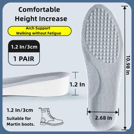 Height Increasing Shoes Insoles,Orthopedic High Pads for Men,Shoe Lifts for Women,Height Increase Socks,Boot Insoles for Men,Taller Shoe Inserts,Highpads,Rizzsoles (10.98''Lx1.2''UP) (1 Pair)
