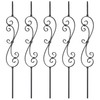 Myard Spindle Scroll 1/2 Inches Square Iron Stair Balusters, 44 Inches 5-Pack (Satin Black)