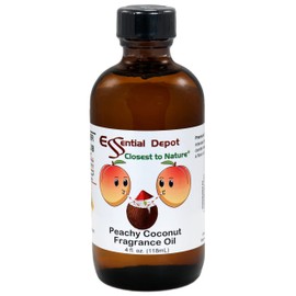 Peachy Coconut Fragrance Oil - 4 oz - Supplied in 4 oz. Amber Glass Bottle with Black Phenolic Cone Lined and Safety Sealed Cap