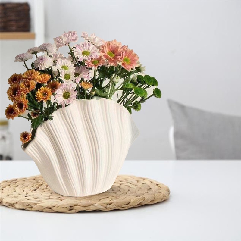 Shell Ceramic Vase Dried Flowers Handmade Vases for Home Decoration