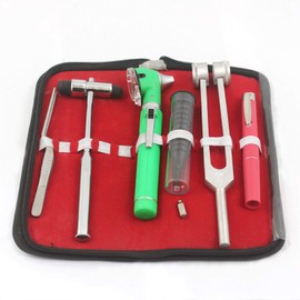 OdontoMed2011® LED Fiber Optic Otoscope Tuning Fork C128 TWEEZER Buck Hammer Pen Light ENT Set Green with Free Bulb