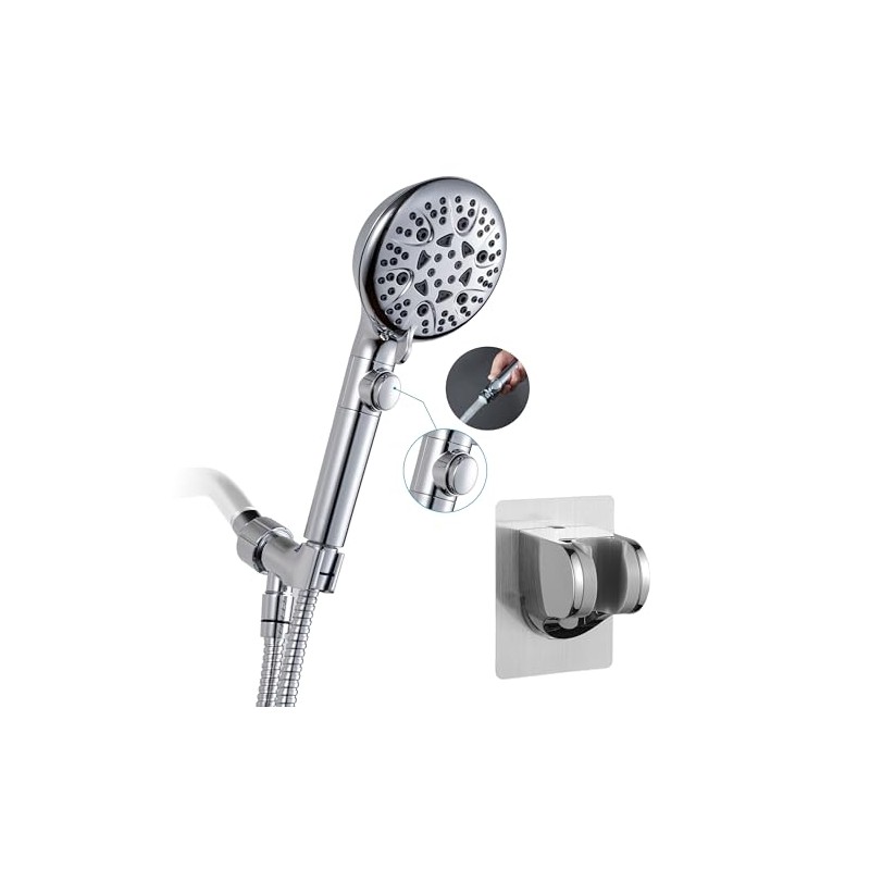 Handheld Shower Head with ON/OFF Switch,Detachable 8 Mode High Pressure