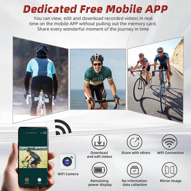 VSYSTO Bike Camera with Tail Light, Automatic Power on/Off, WiFi