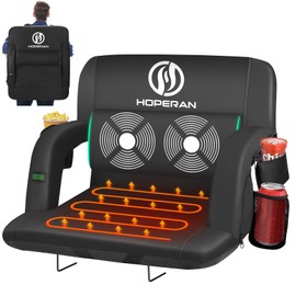 HOPERAN 23" Massage Heated Stadium Seats for Bleachers with Back Support & Lumbar Pillow, 3 Level Heating & 6 Modes Massage Portable Heated Stadium Chairs for Bleachers