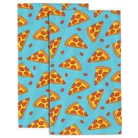 Wotinsi Doodle Pizza Hand Towel for Bathroom Set of 2 Hand Bath Towels Soft Absorbent Decorative Towels for Bathroom Kitchen Yoga Home Decor 14 x 28 in