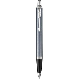 Parker IM Premium Ballpoint Pen - Light Blue Grey Brushed Metal - Black Ink - Gift Boxed