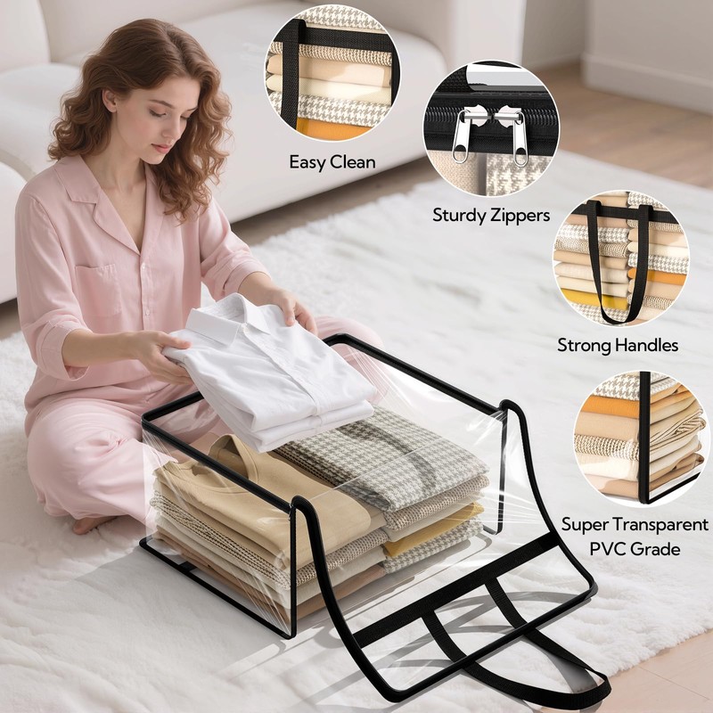 10 Pack 40L Clear Storage Bags - Heavy Duty Vinyl