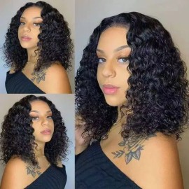 Curly bob Wigs Lace 2x6 4x4 5x5 Bone Straight bob Wig Cuticle Aligned Hair Vietnamese Burmese Curly Wig 100% Human Hair bob Wigstyle: 13x4 hd lace wig, color: picture style, Stretched Length: 14 inches