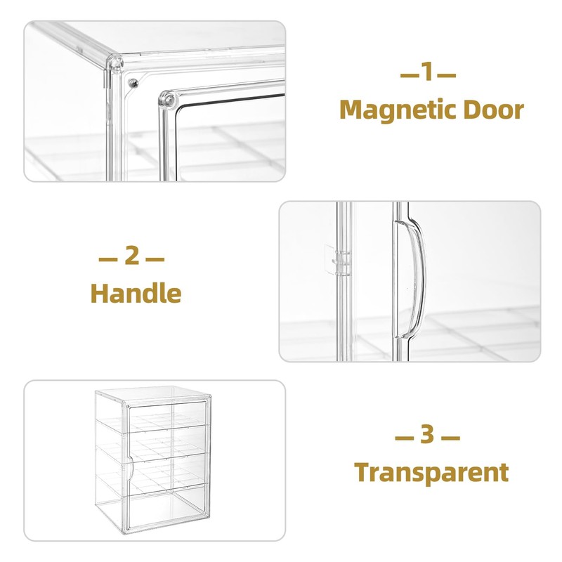 Pastry Display Case，4-Tier Adjustable Clear Bread Storage with Magnetic Door，Bread