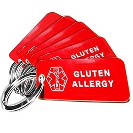 My Identity Doctor - 10 Pre-Engraved Gluten Allergy Plastic Medical Alert ID Keychains, 2.25 x .79 Inch